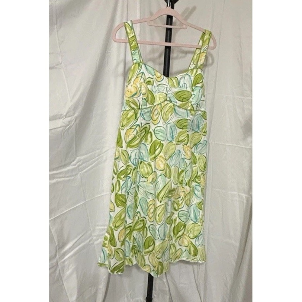 Madison Leigh Womens 12 Dress Green Art Deco Midi Adjustable Straps Zipper